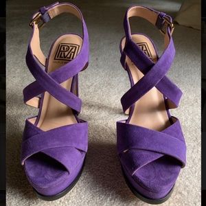 Pour La Victoire Hiro Suede Sandals Purple 7.5